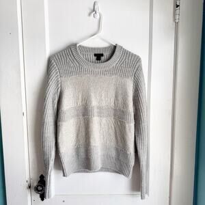 J. Crew Collection Crewneck 100% Wool Lace Detail Sweater Cozy Chic Gray Size M